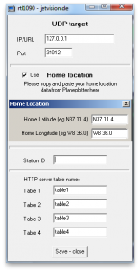 RTL1090's configuration panel, which you access by clicking the Config button.